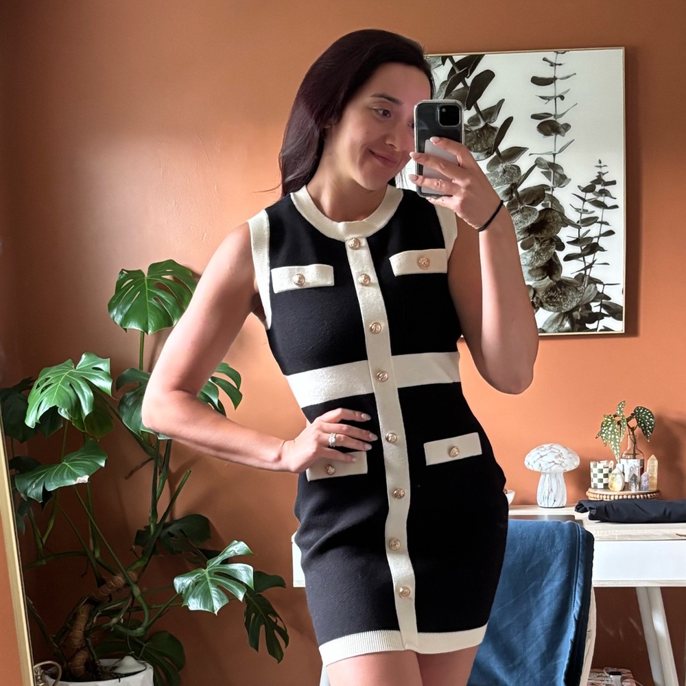Anthropologie Black and White Sleeveless Dress